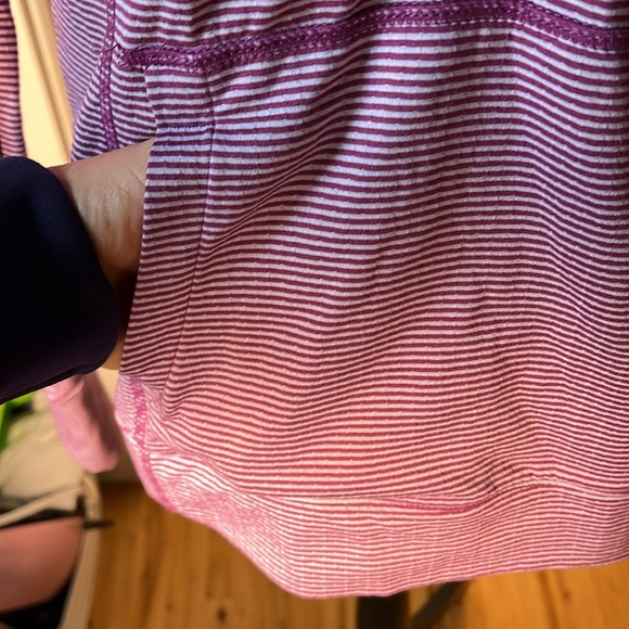 Tangerine Hoodie Purple Stripe 1/2 Zip Women’s Pullover Pocket Medium - Picture 3 of 8